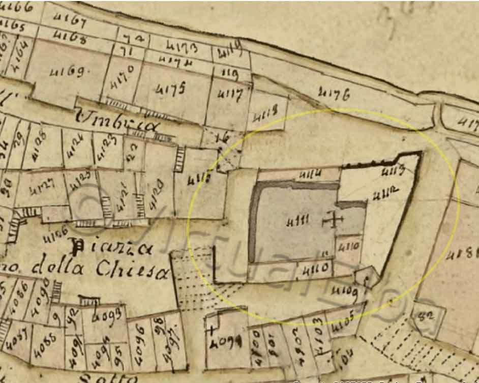 Die ehemalige Schlosskirche, wie im Leopoldino-Grundbuch verzeichnet