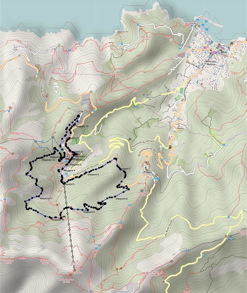 Route 50. Marcianella-Rennen Marciana Insel Alta Elba